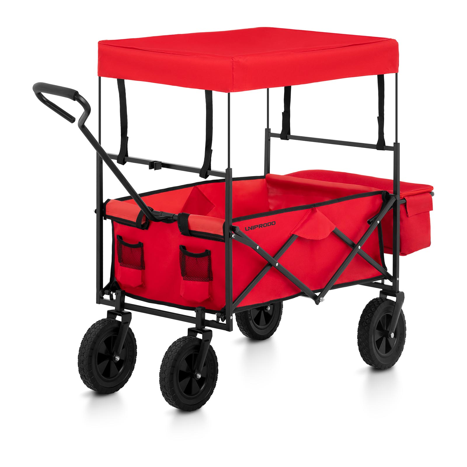 Folding Garden Cart with Canopy - Red