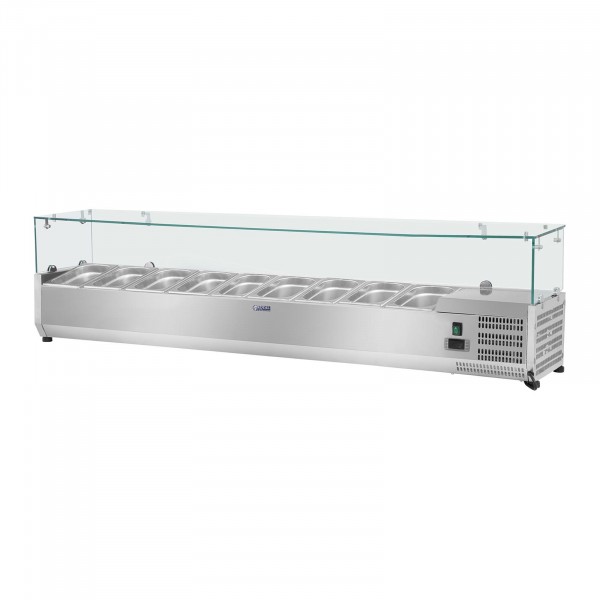 Countertop Refrigerated Display Case - 200 x 39 cm - 9 GN 1/3 Containers - Glass Cover
