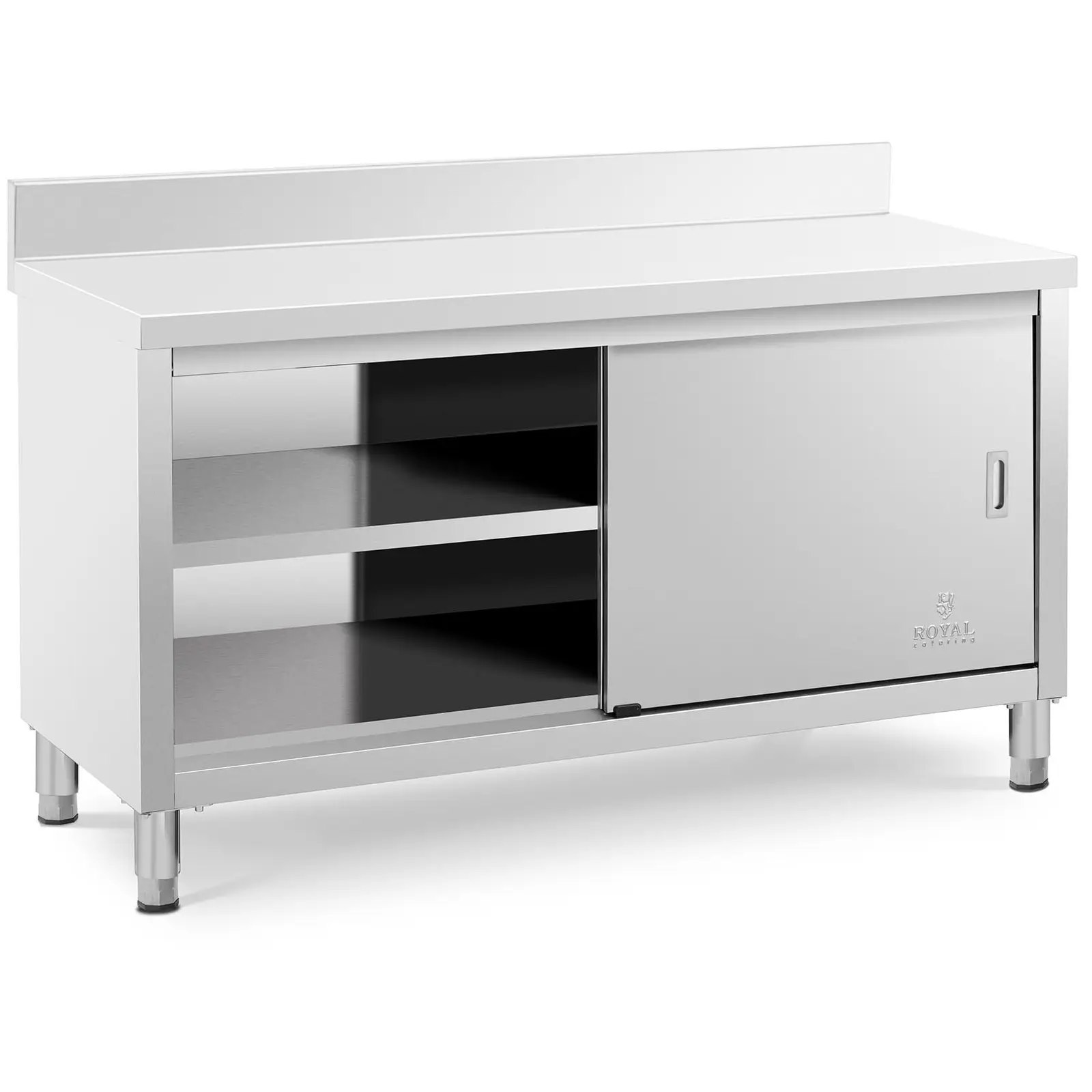 Stainless Steel Work Cabinet - 150 x 60 x 85 cm - upstand - 600 kg load capacity