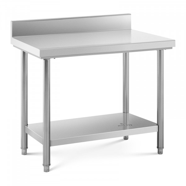 Stainless Steel Work Table - 100 x 60 cm - upstand - 114 kg capacity - Royal Catering