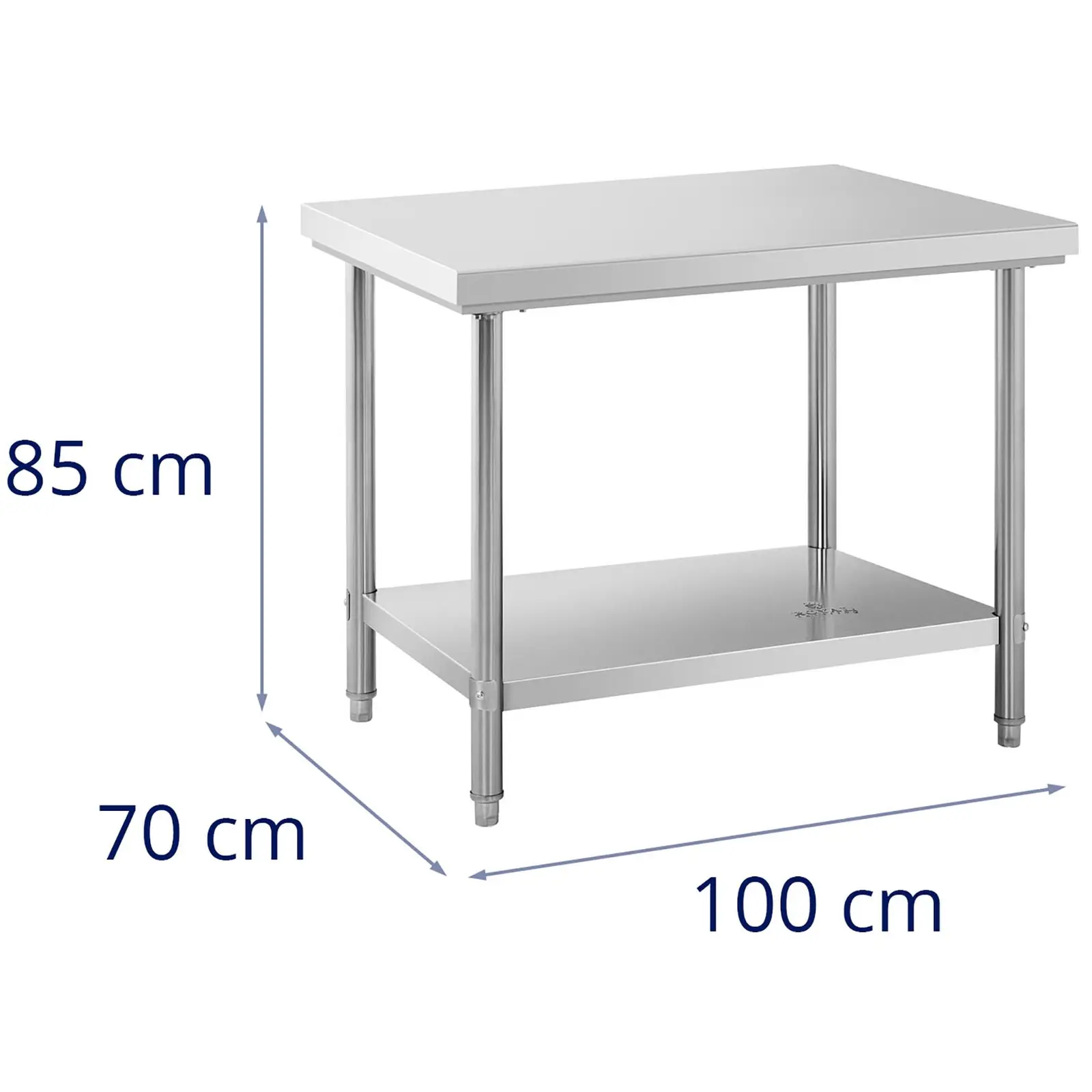 Stainless Steel Work Table - 100 x 70 cm - 190 kg load capacity - Royal Catering