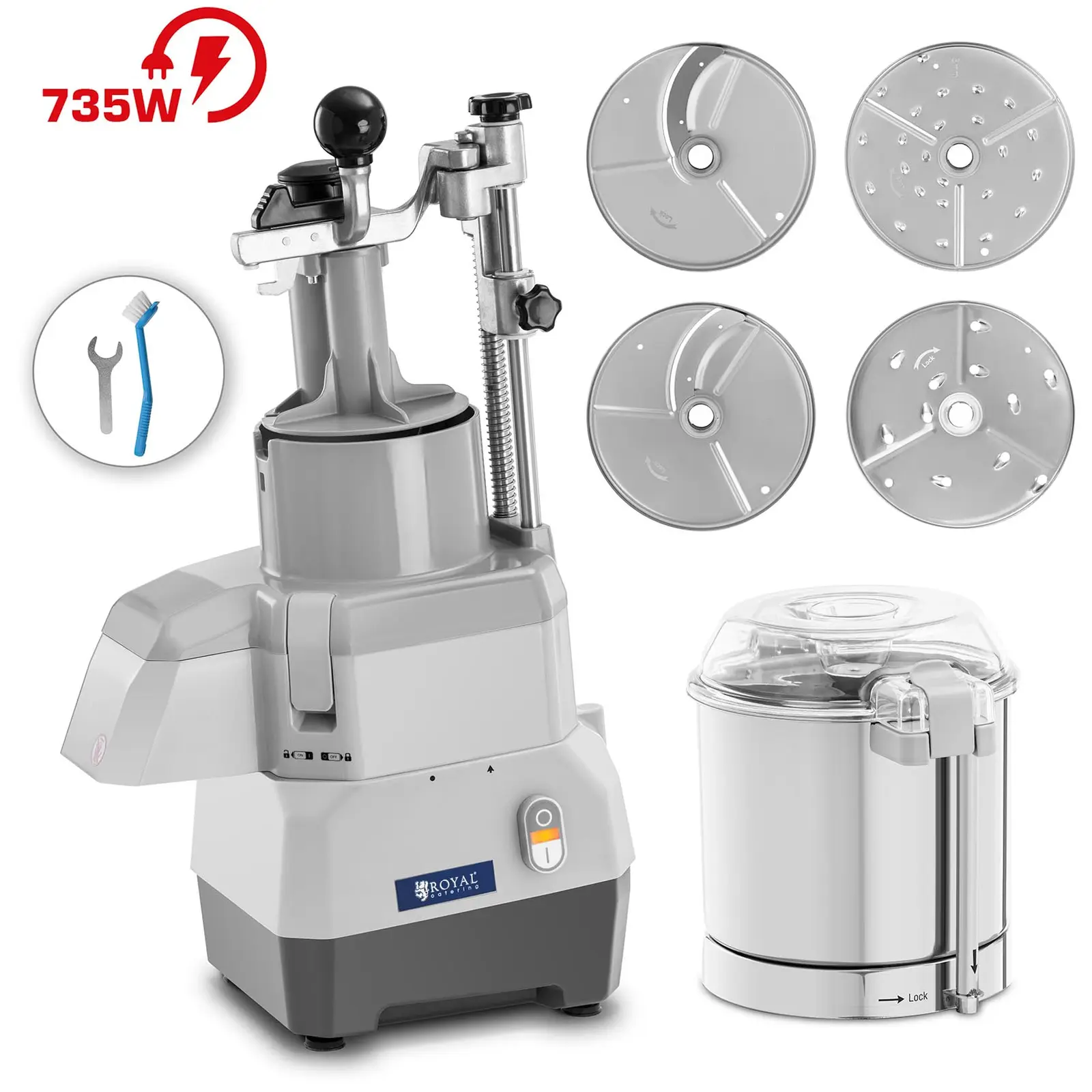 Electric Vegetable Slicer plus Food Processor - 3 l - 735 W - 4 cutting discs - Ø 174 mm - Royal Catering
