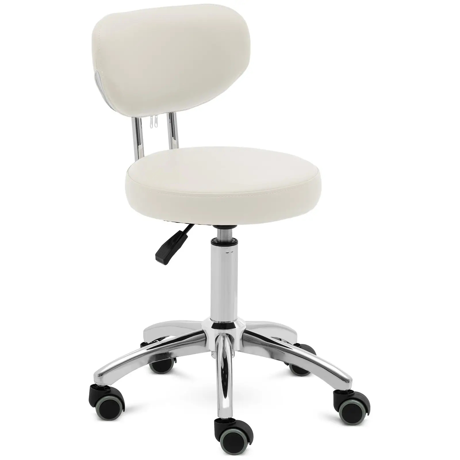 Roller stool with backrest - 46 - 60 cm - 150 kg - beige
