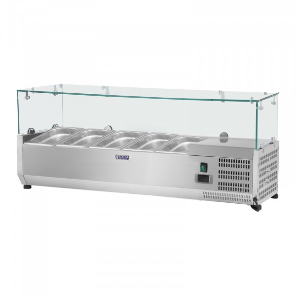 Countertop Refrigerated Display Case - 120 x 33 cm - 5 GN 1/4 Containers - Glass Cover