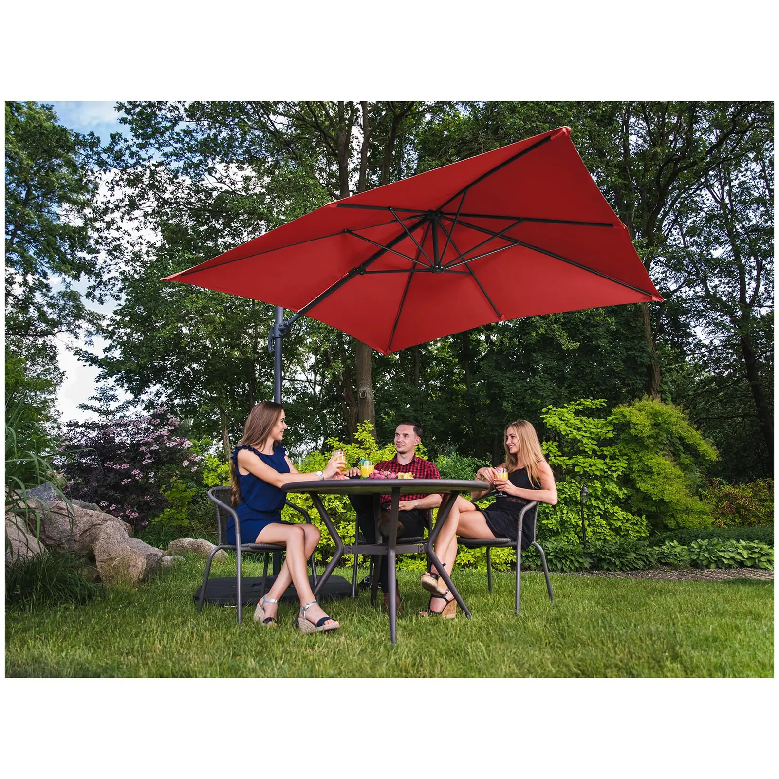 Factory second Hanging Parasol - red - square - 250 x 250 cm - rotatable