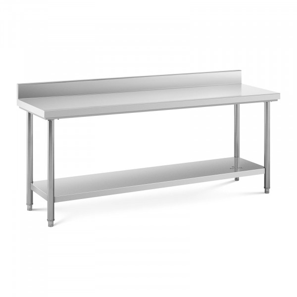 Stainless Steel Work Table - 200 x 60 cm - upstand - 195 kg capacity - Royal Catering
