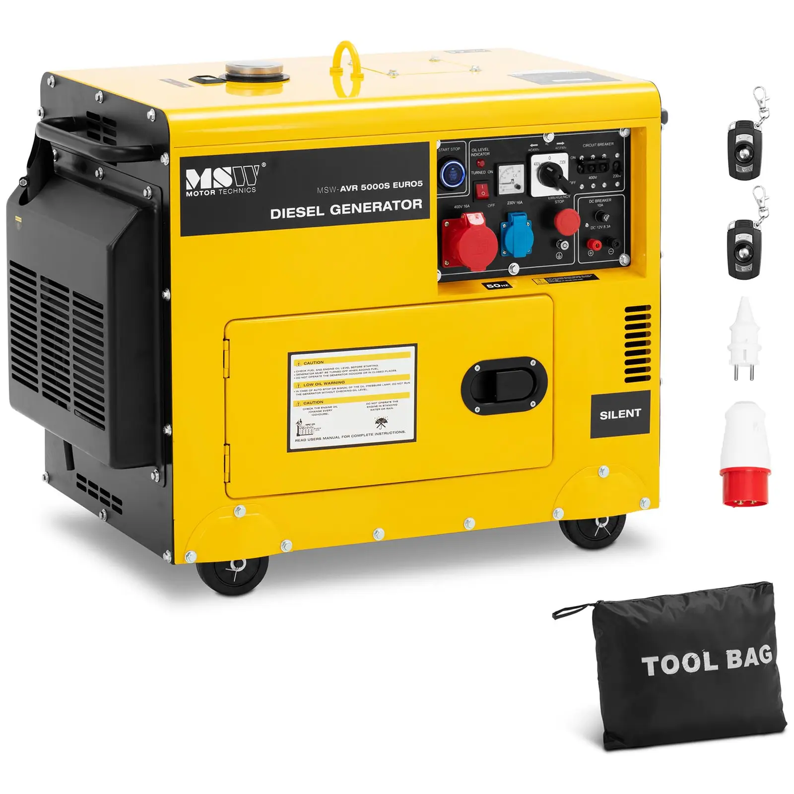 Diesel Generator - 5000 W - 16 L - 240/400 V - mobile - AVR - Euro 5