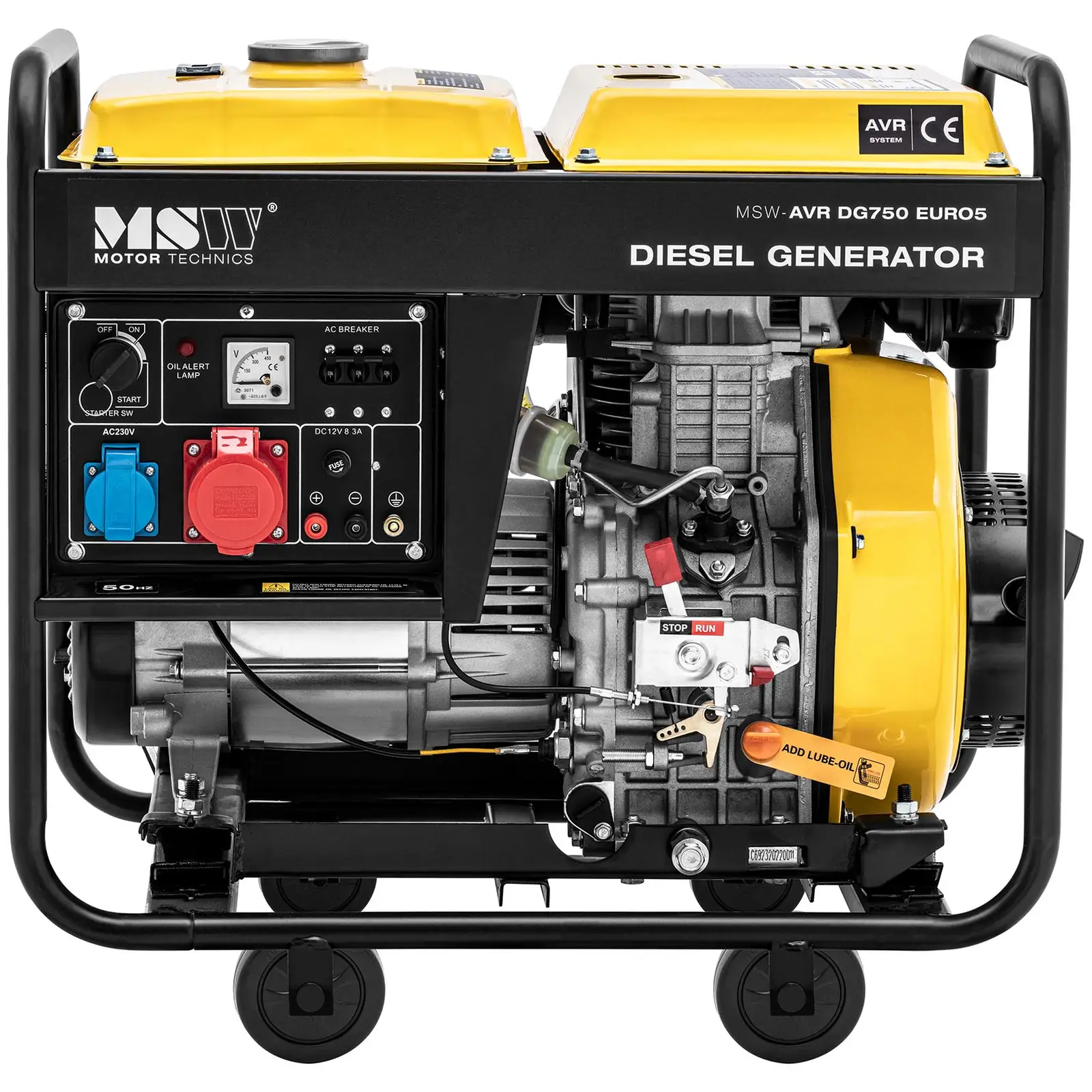 Diesel Generator - 1650 / 4600 W - 12.5 L - 230/400 V - mobile - AVR - Euro 5