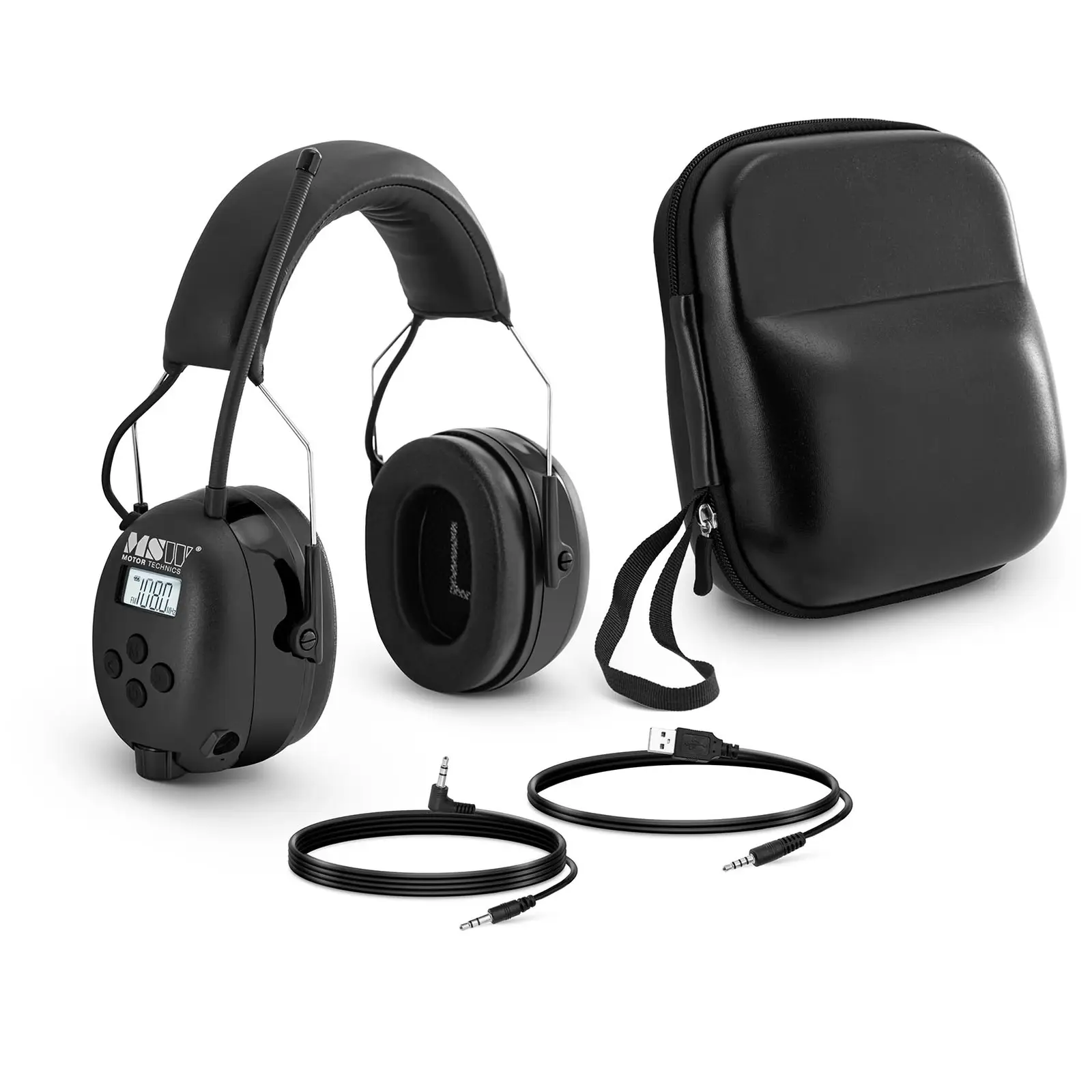 Bluetooth Noise Cancelling Headphones - Microphone - LCD Display - Rechargeable Battery - Black