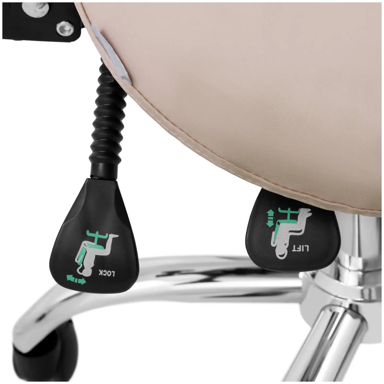 Saddle Chair - height-adjustable backrest and seat height - 55 - 69 cm - 150 kg - Cream, Silver