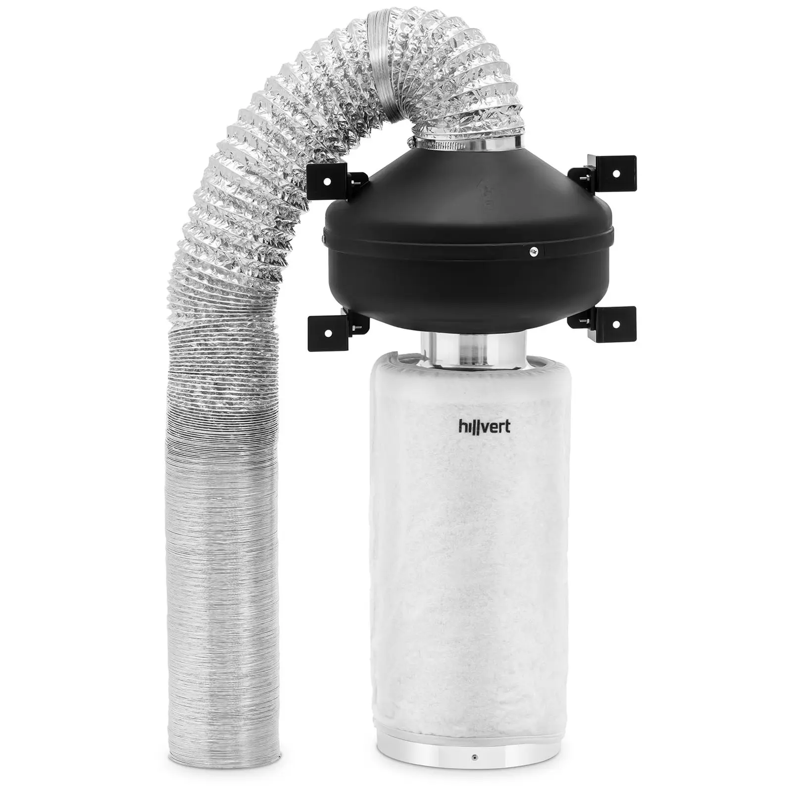 Air Filter Set - 40 cm activated carbon filter / extraction fan / exhaust air hose - 249,6 m³/h - Ø 102 mm outlet