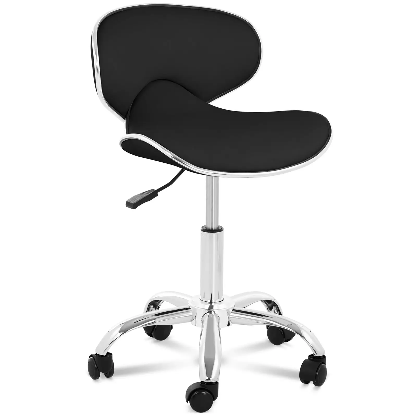 Stool Chair with Back  - Seat Height 48 - 62Cm / Height 68 - 82Cm mm - 150 kg - Black