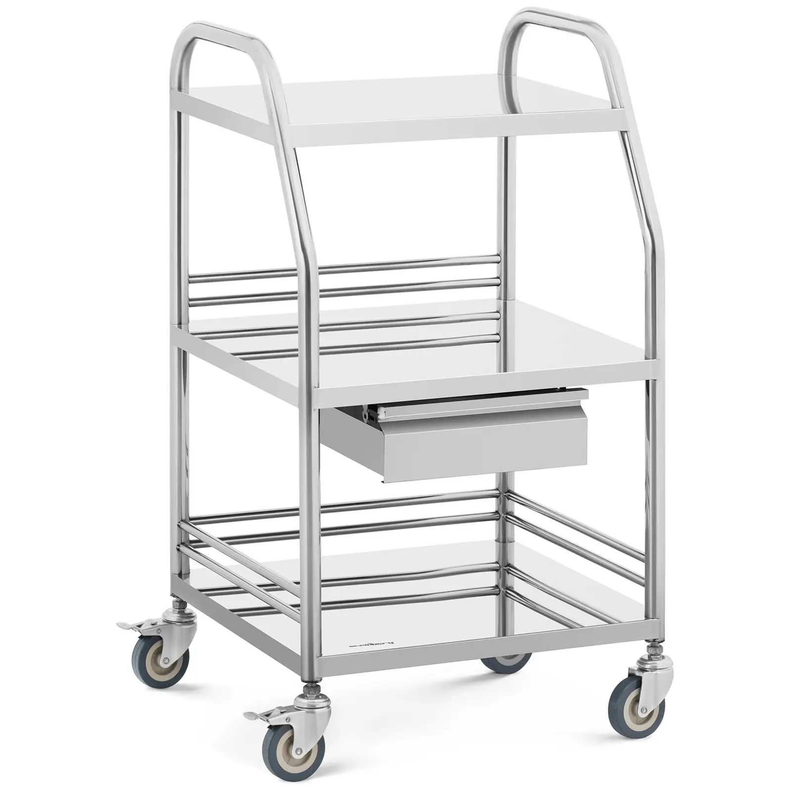 Laboratory Trolley - stainless steel - 3 shelves each 41 x 35 x 2.5 cm - 1 drawer - 30 kg