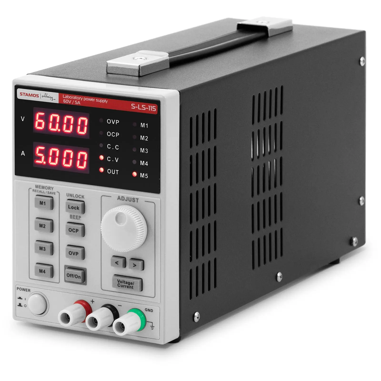 Laboratory Power Supply Unit - 0 - 60 V - 0 - 5 A DC - 460 W - 5 memory locations - LED display