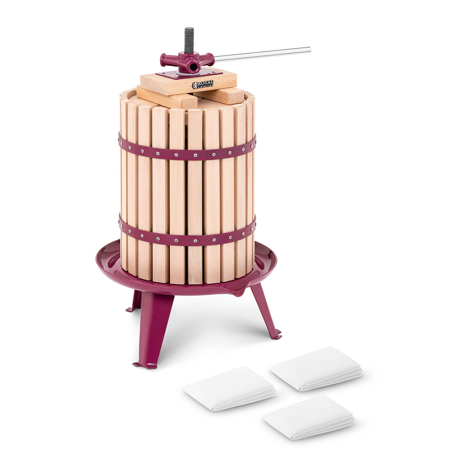 Fruit Press - manual - wooden - 18 L - incl. wooden blocks, pressure plate and 3 pressing cloths