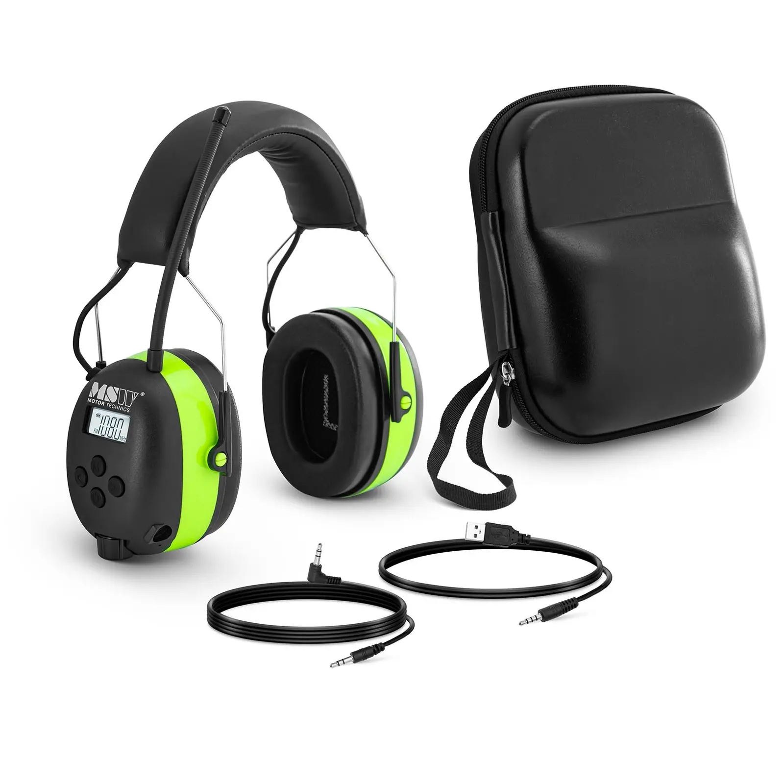 Hearing Protection with Bluetooth - Microphone - LCD Display - Rechargeable Battery - Green