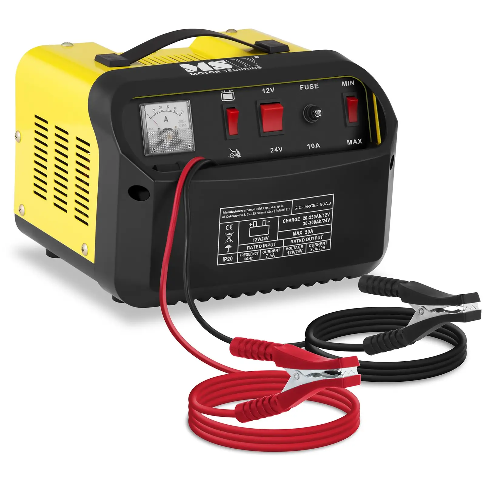 Factory second Heavy Duty Battery Charger - Jump Starter - 12/24 V - 20/30 A - Diagonal control panel