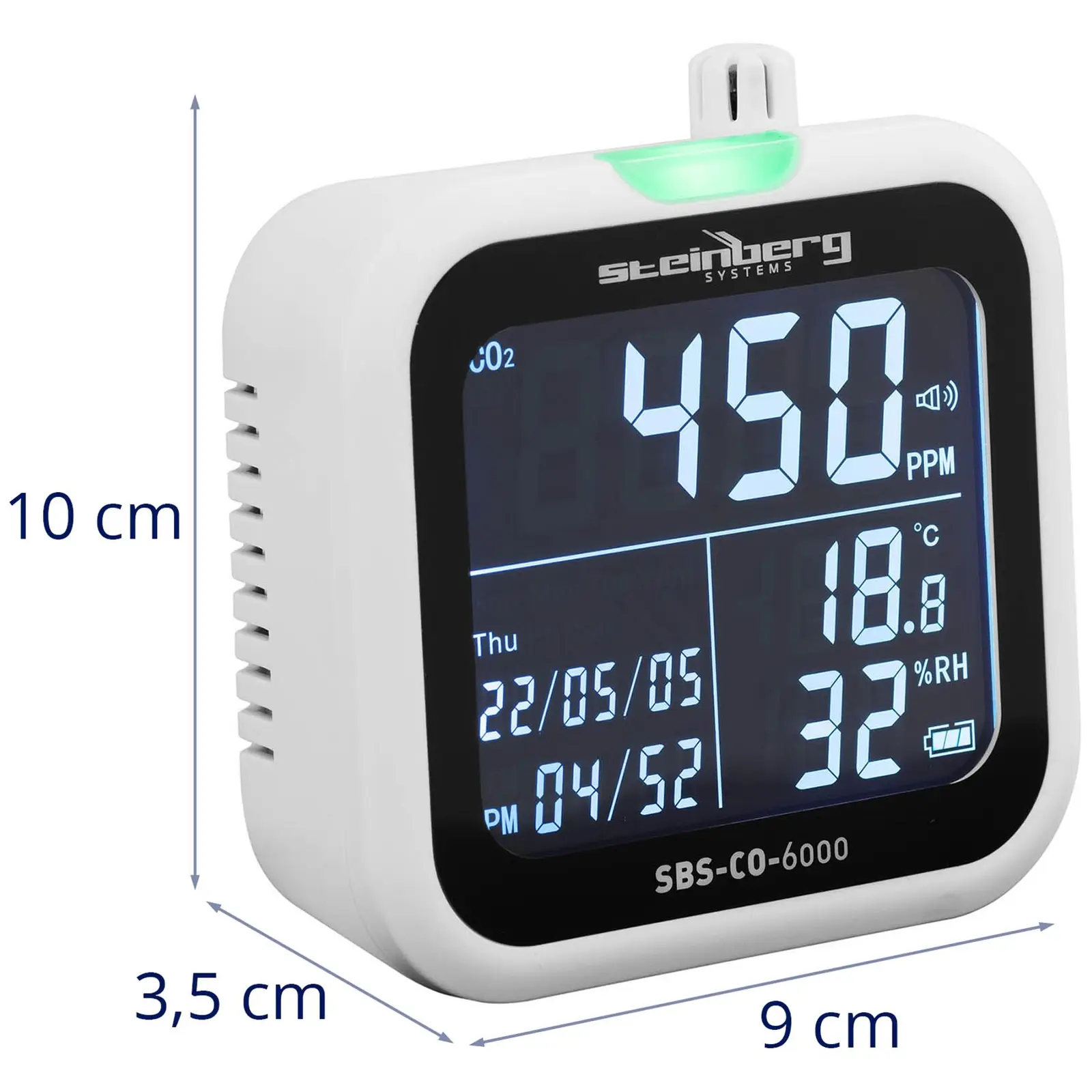 CO2 meter - 400 - 6000 ppm - incl. temperature and humidity