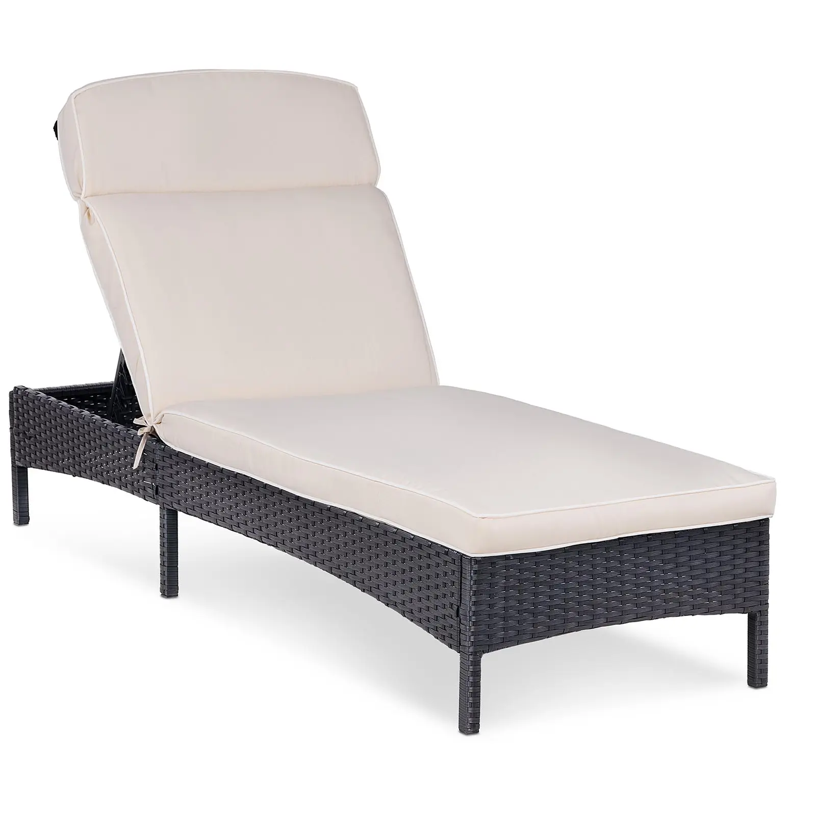 Beige rattan sun lounger - adjustable garden chair