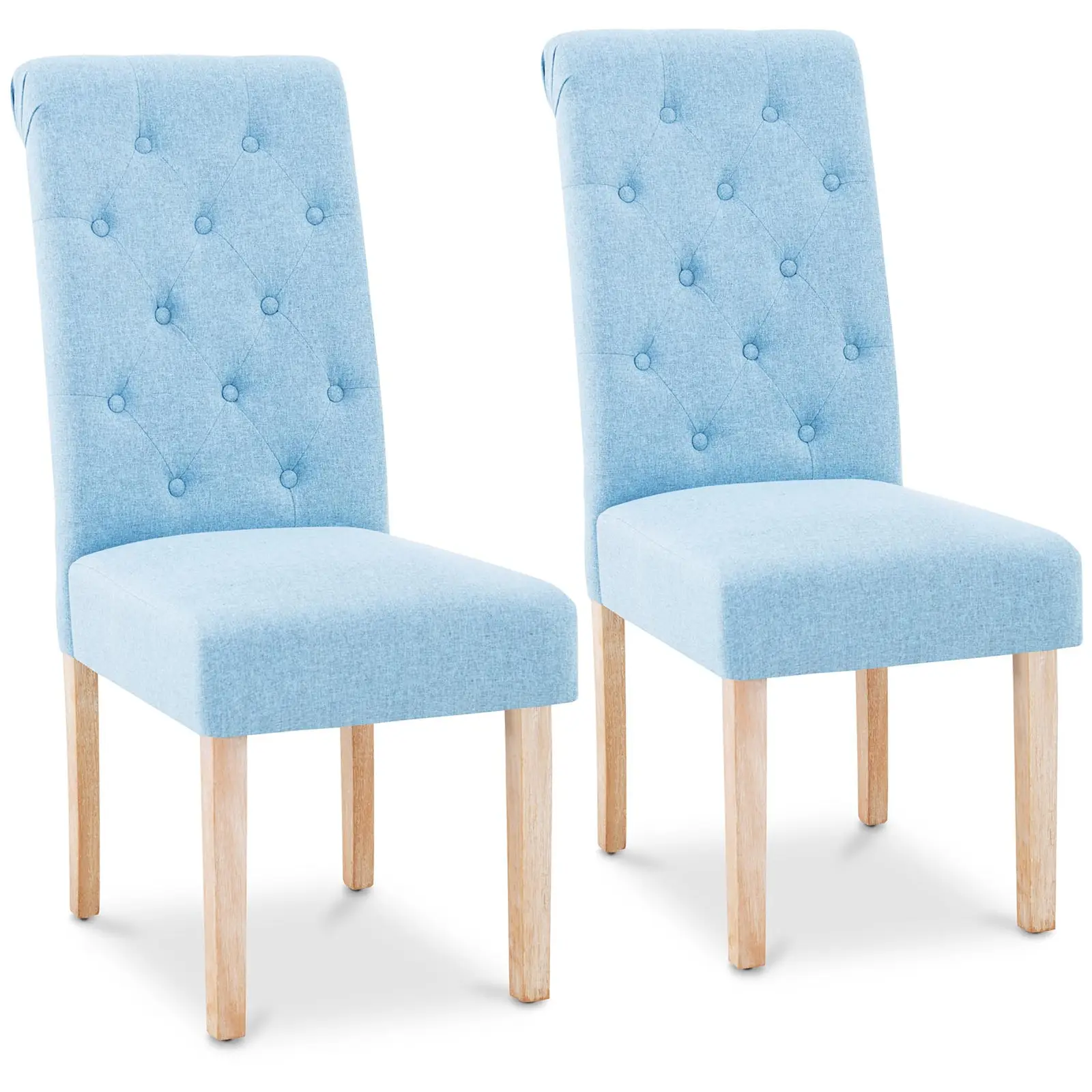 Upholstered Chair - set of 2 - up to 180 kg - seat 46 x 42 cm - sky blue