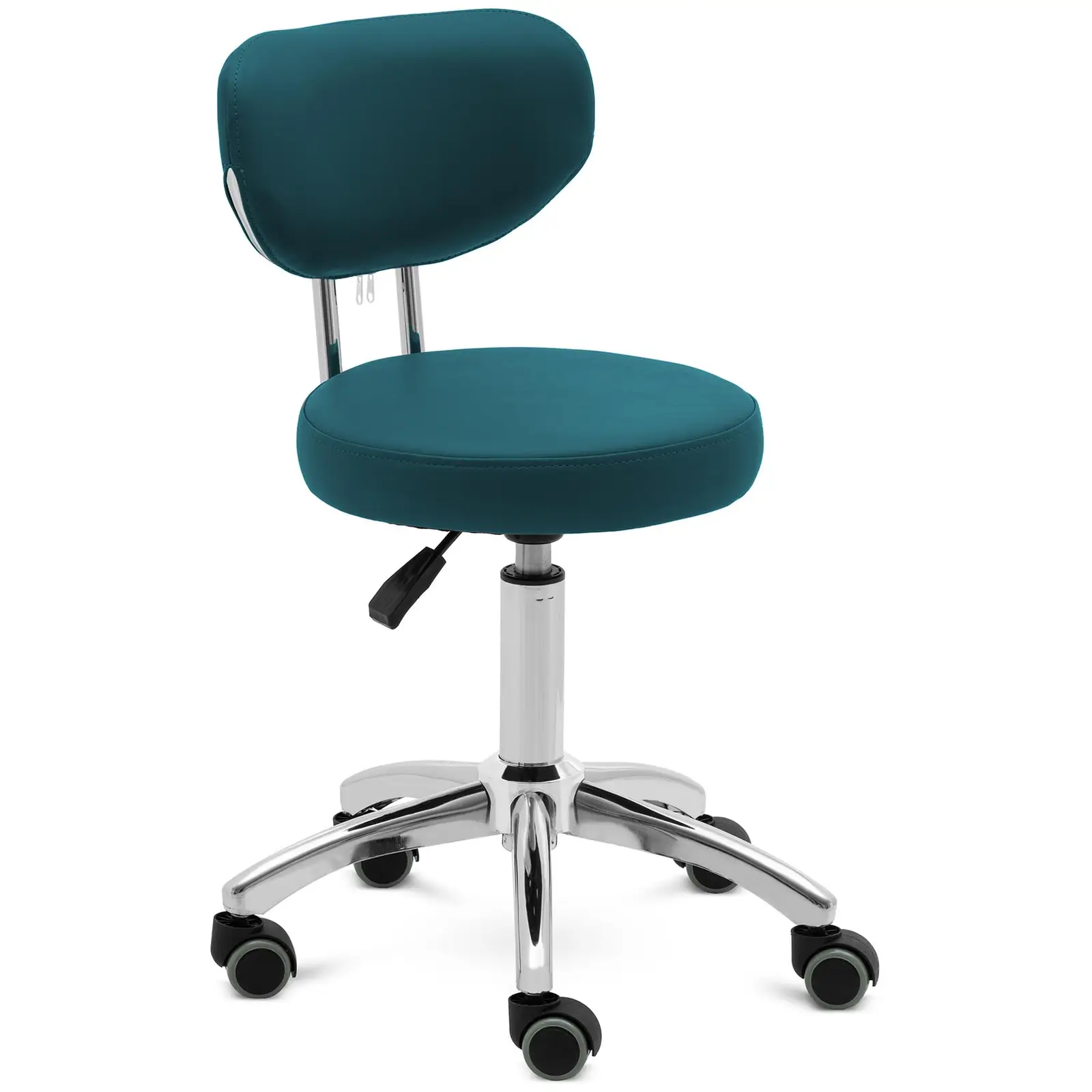 Roller stool with backrest - 46 - 60 cm - 150 kg - turquoise