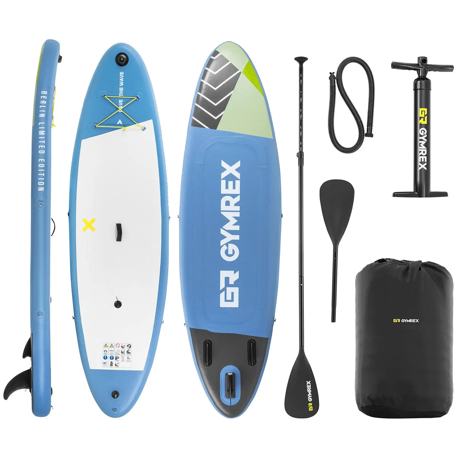 Inflatable paddle board - inflatable - 105 kg - light blue- double chamber - 302 x 81 x 38 cm
