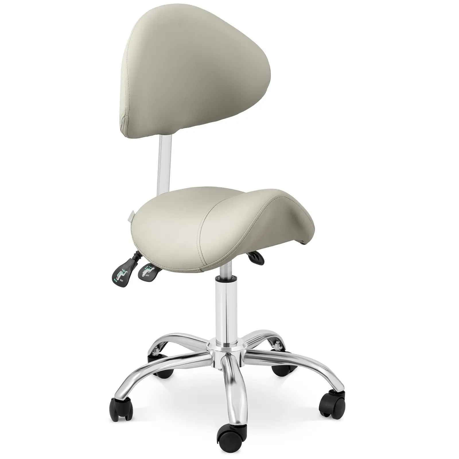 Saddle Chair - height-adjustable backrest and seat height - 55 - 69 cm - 150 kg - Grey, Silver