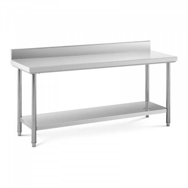 Stainless Steel Work Table - 180 x 60 cm - upstand - 182 kg capacity - Royal Catering