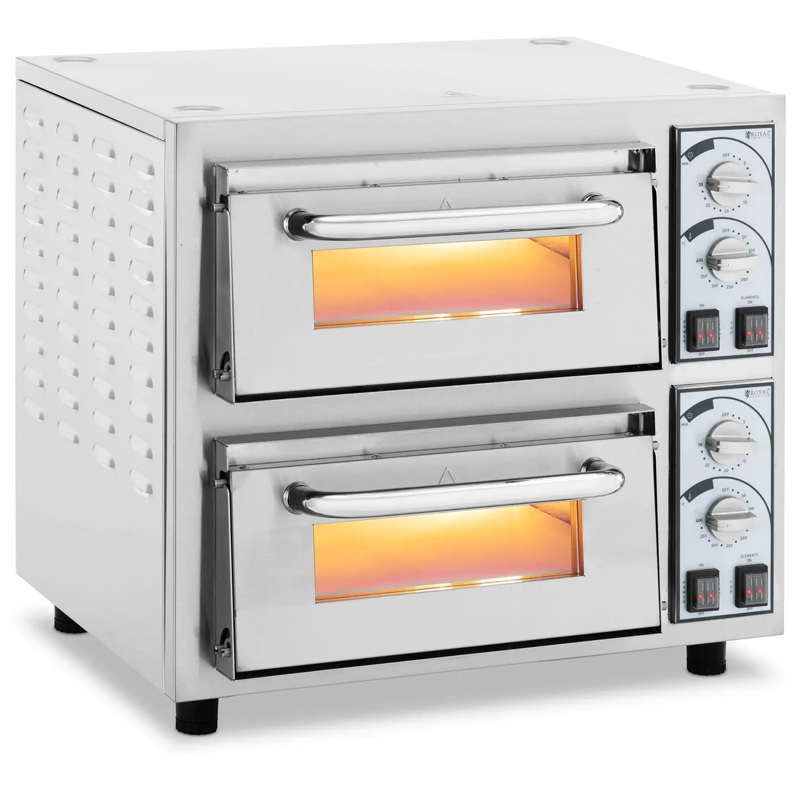Pizza Oven - 2 chambers - 4750 W - Ø 40 cm - refractory stone - Royal Catering