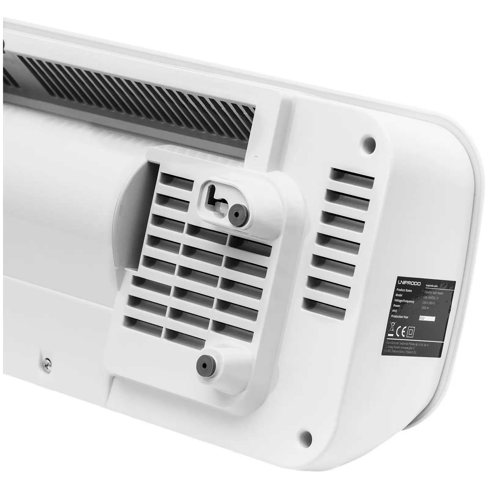 Wall-mounted Electric Wall Heater - ceramic - 10 - 49 °C - 1000/2000 W - remote control - extra narrow