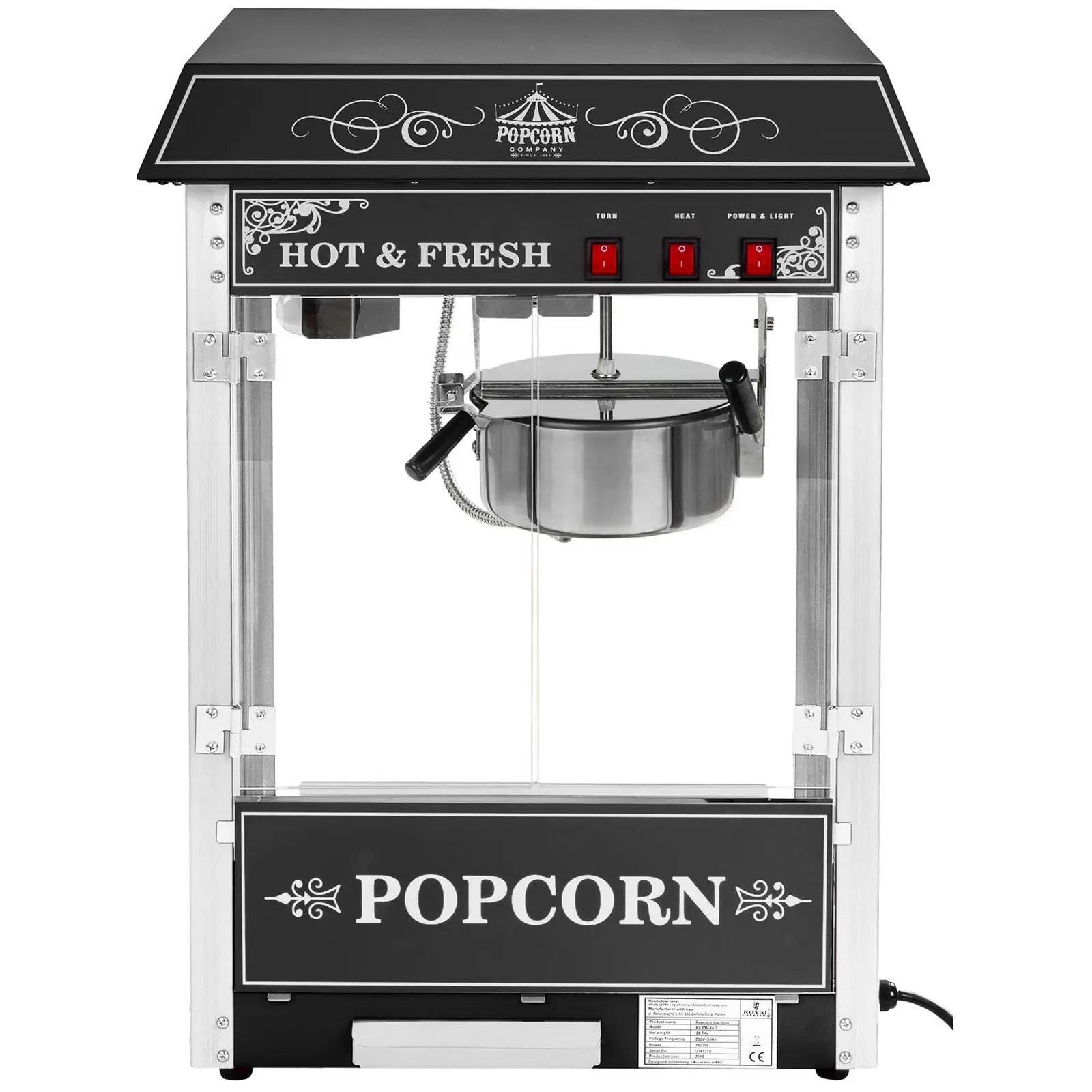 Popcorn Maker with trolley - black
