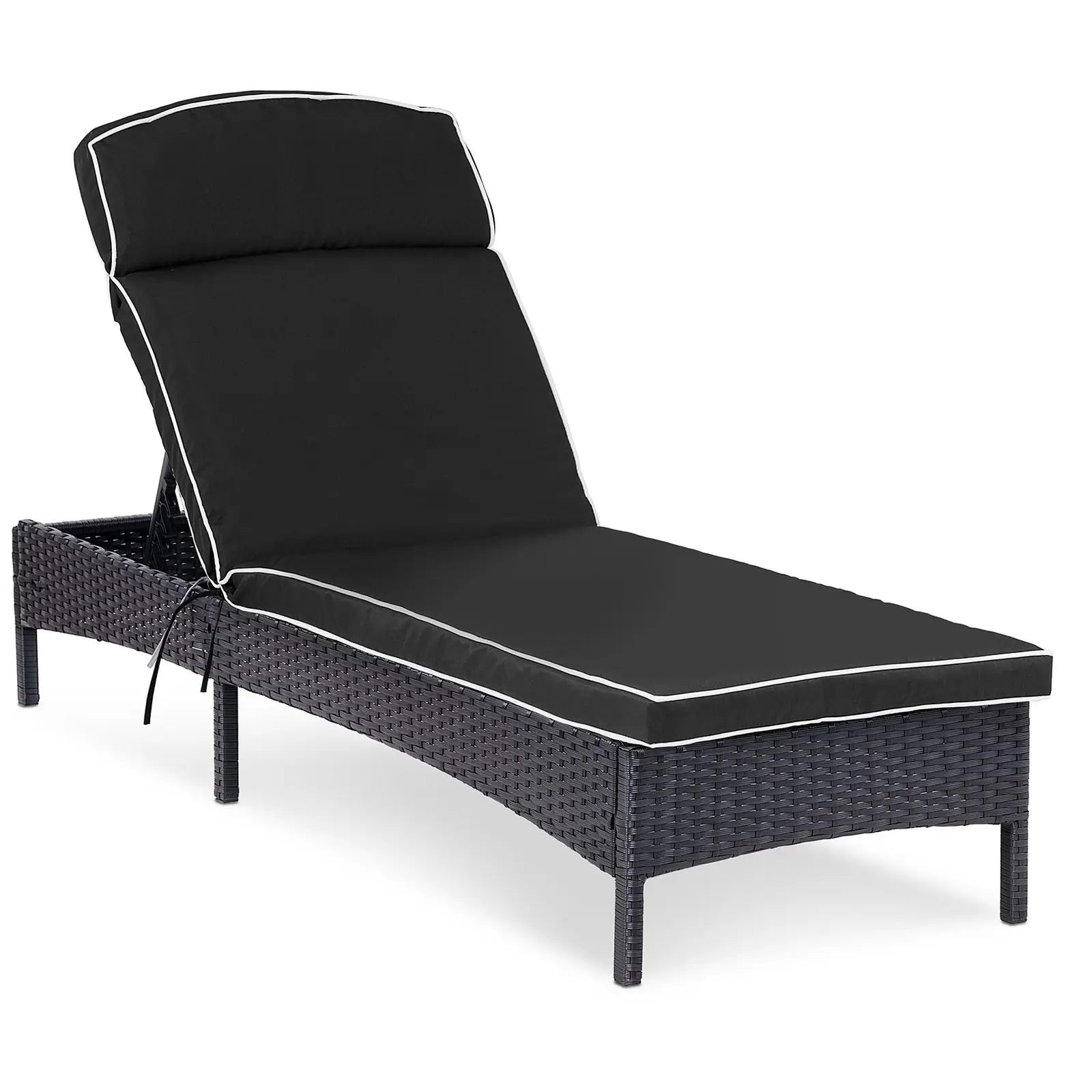 Sunbed - black - rattan - adjustable backrest