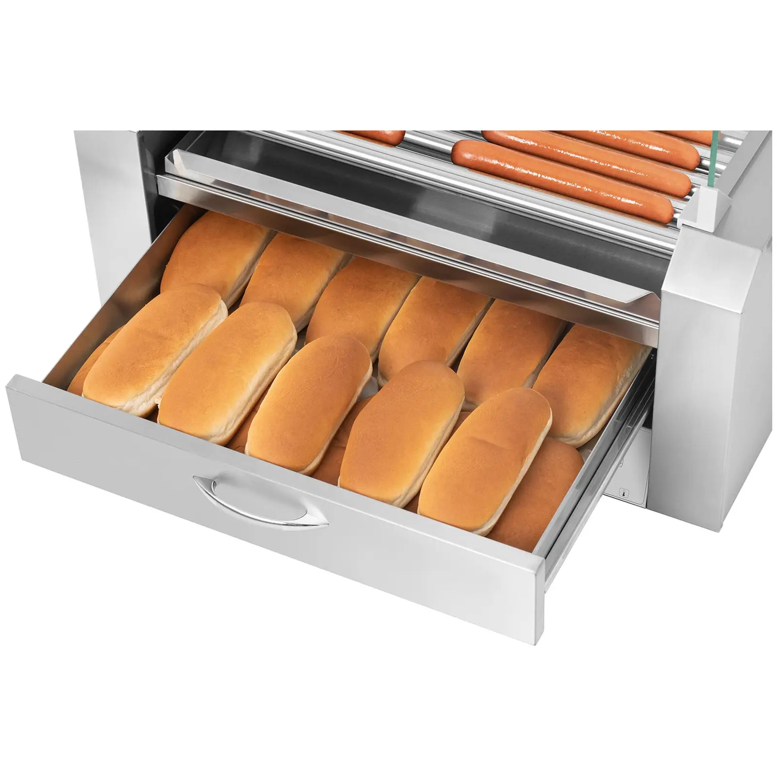 Hotdog Grill - 9 rollers - Warming drawers - Stainless steel