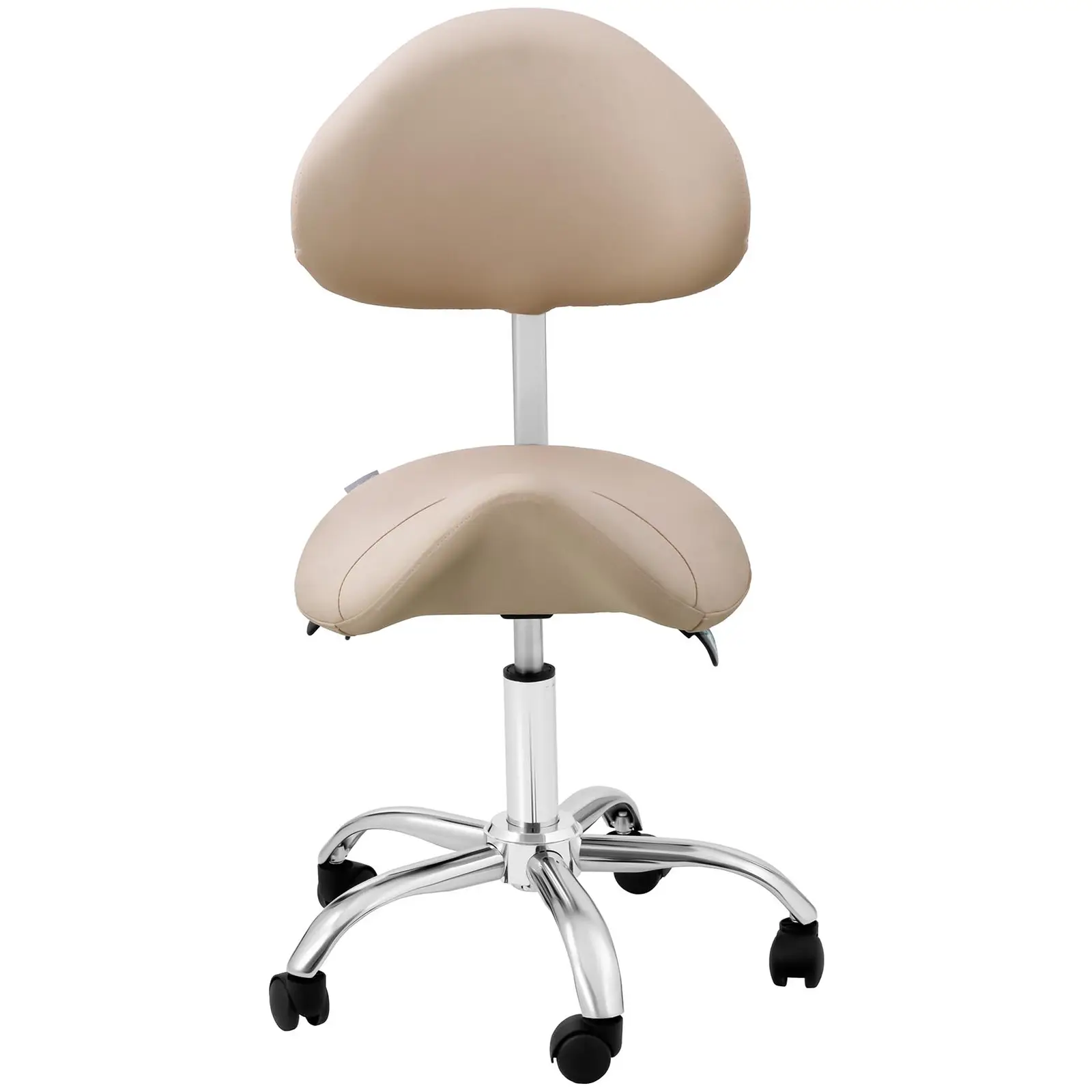 Saddle Chair - height-adjustable backrest and seat height - 55 - 69 cm - 150 kg - Cream, Silver