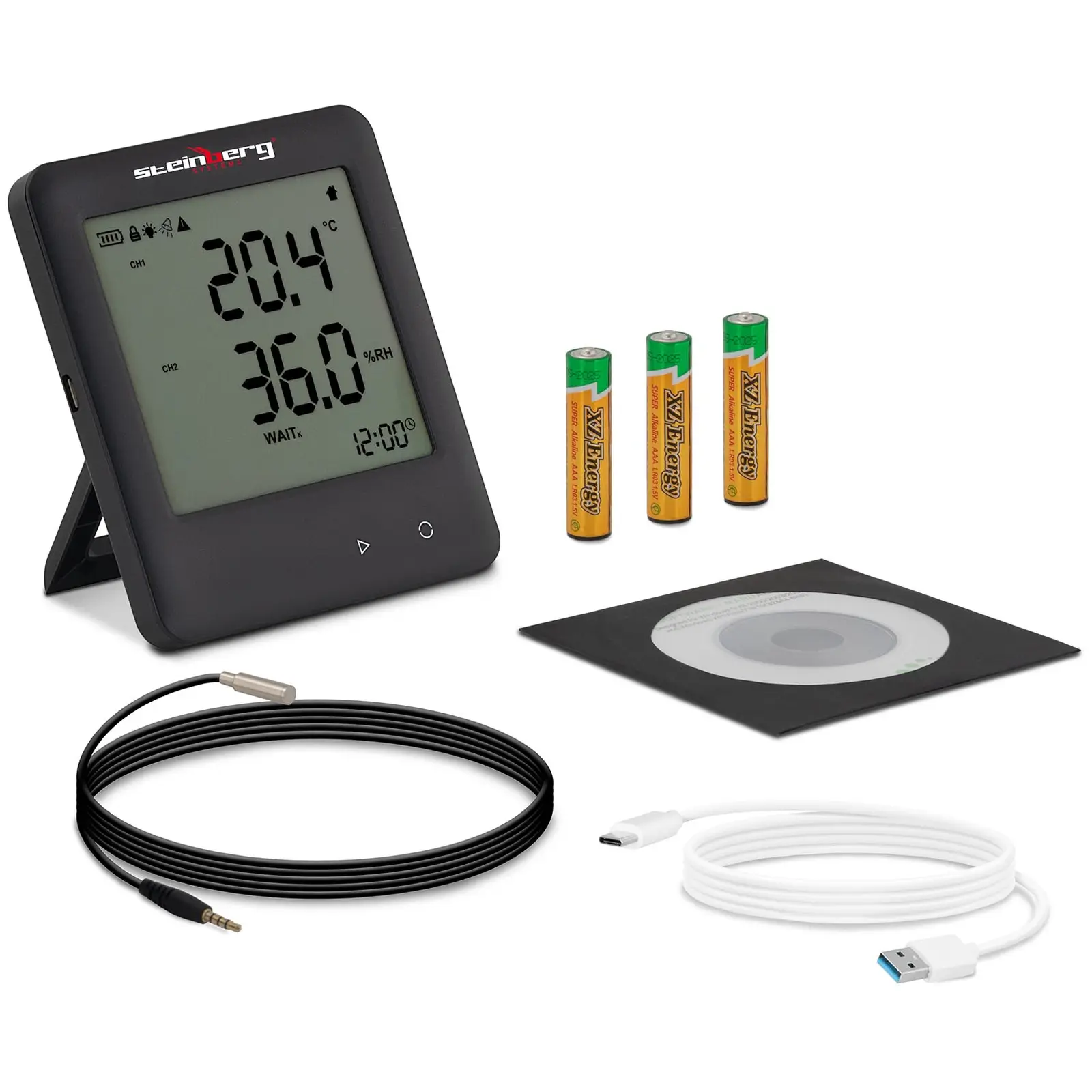 Data Logger - LCD - -30 to +60 °C - 0 to 100 % RH - 1 external sensor
