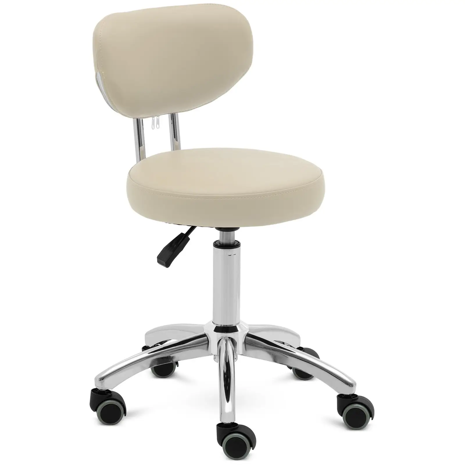 Roller stool with backrest - 46 - 60 cm - 150 kg - dark beige