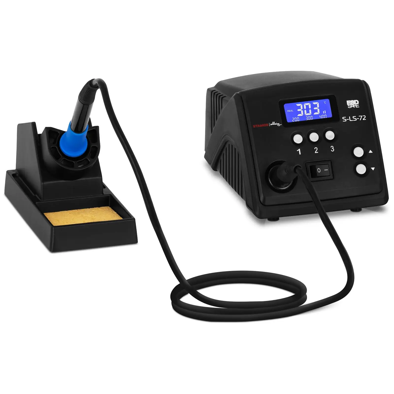 Soldering Station - digital - with soldering iron and holder - 90 W - LCD