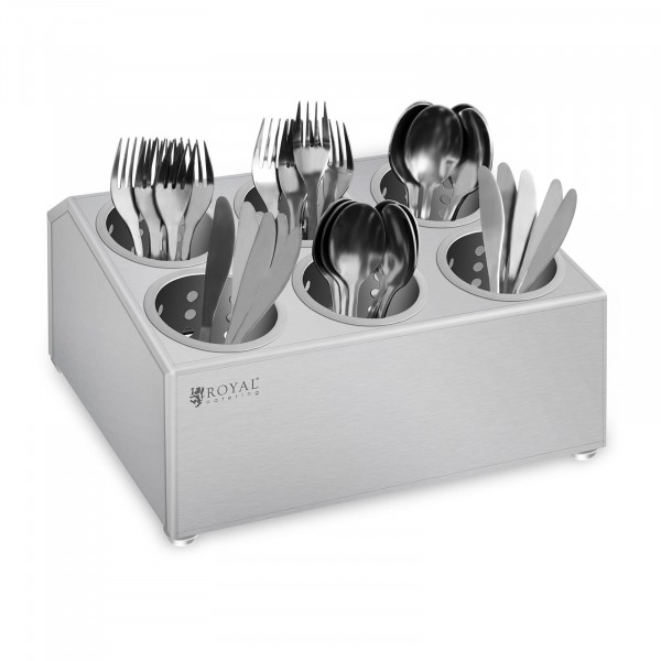 Cutlery container - Stainless steel - With 6 cutlery holders