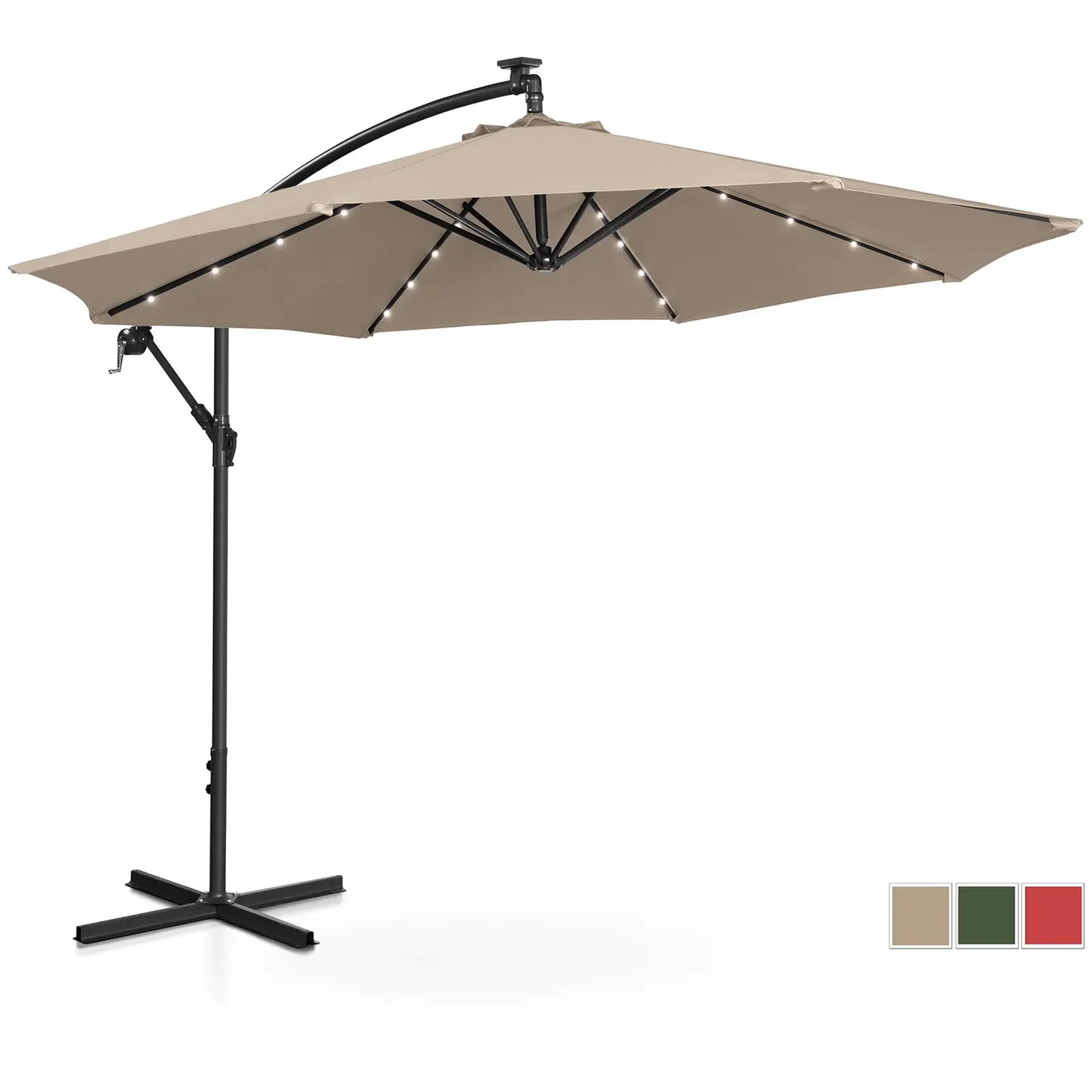 Garden umbrella with LED - cream - round - Ø 300 cm - tiltable
