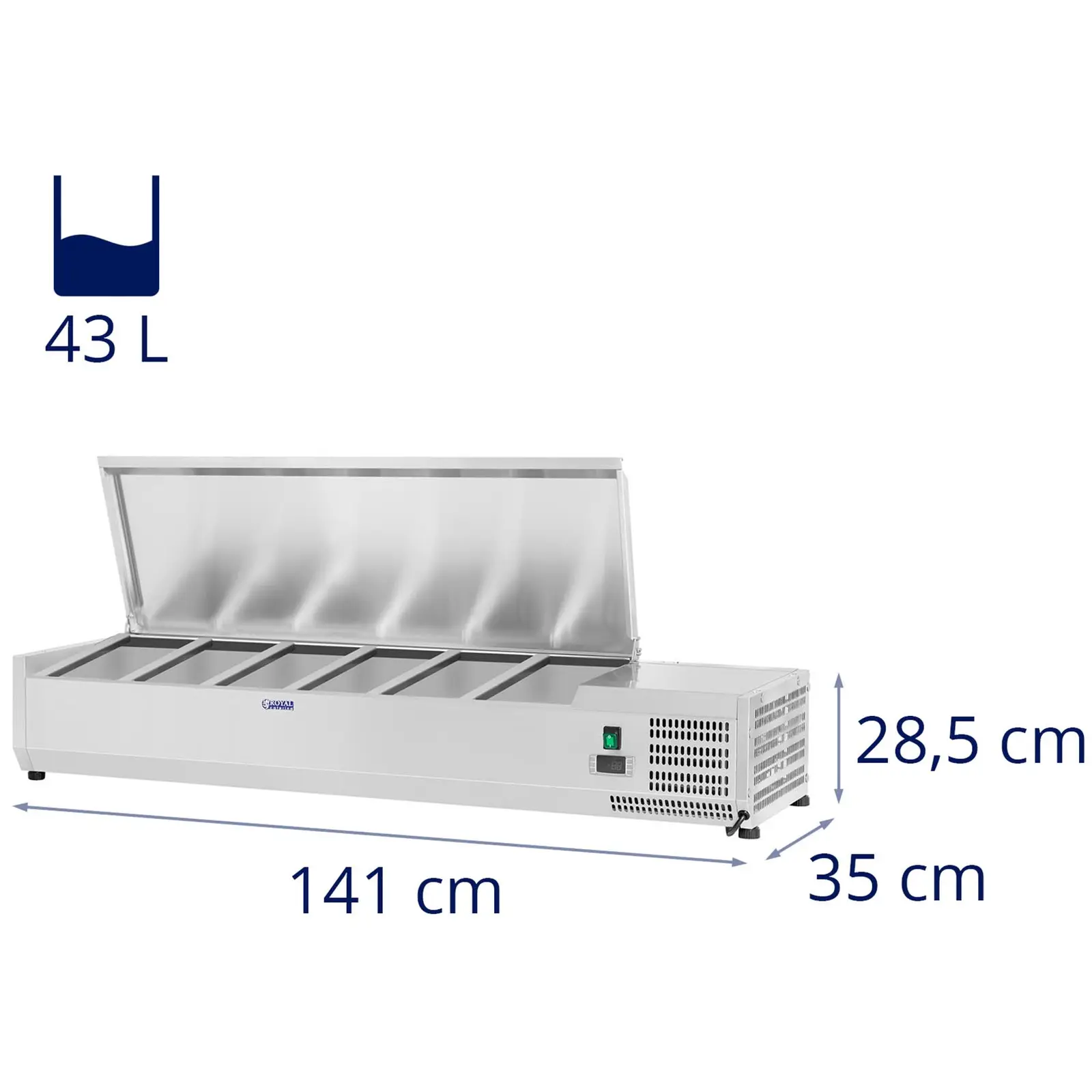 Countertop Refrigerated Display Case - 140 x 33 cm - 6 GN 1/4 Containers