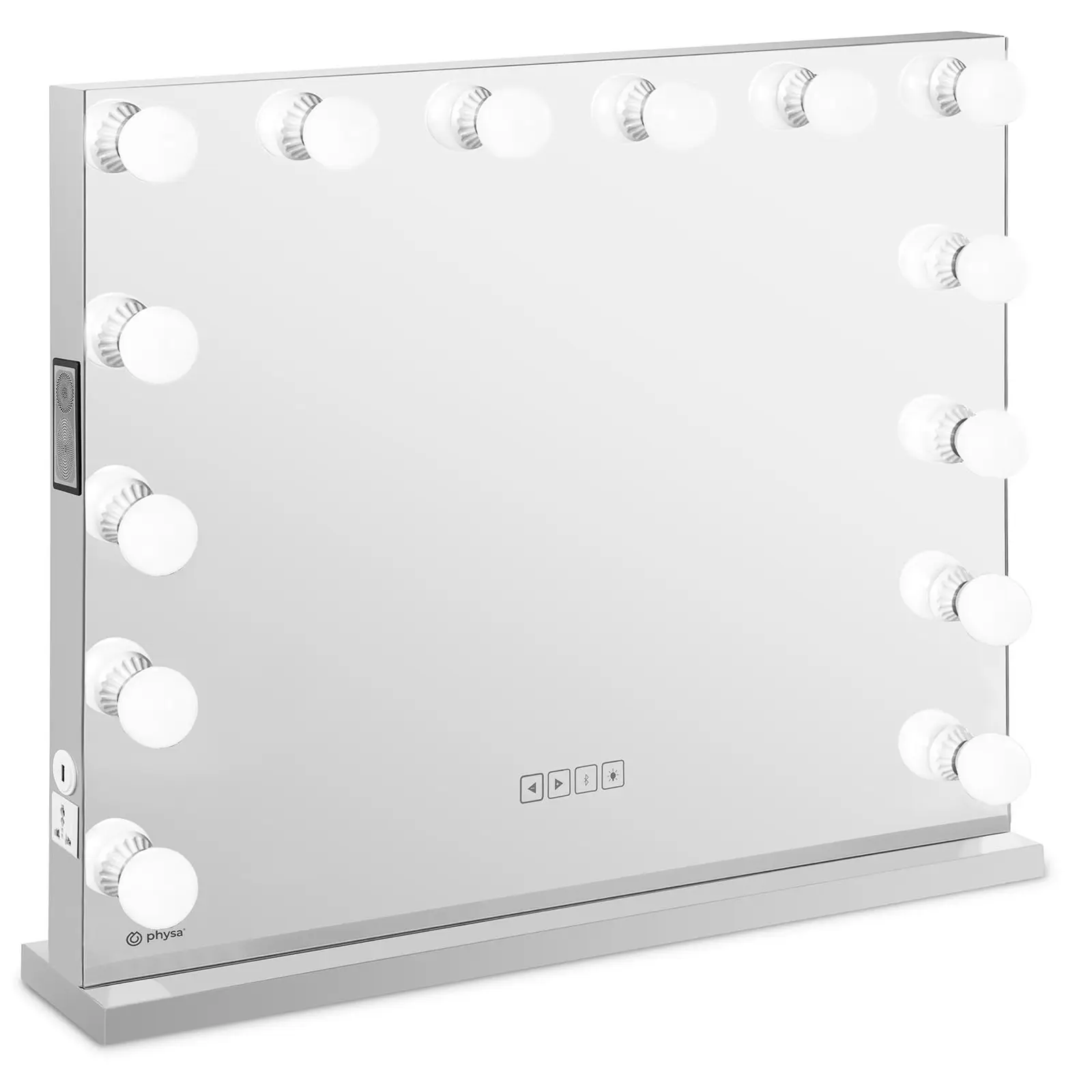 LED Vanity Mirror - frameless - 14 LEDs - square - speaker