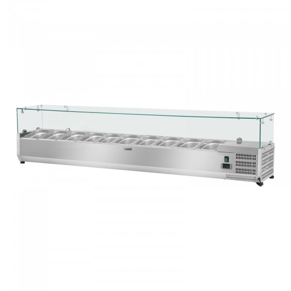 Countertop Refrigerated Display Case - 200 x 33 cm - 10 GN 1/4 Containers - Glass Cover