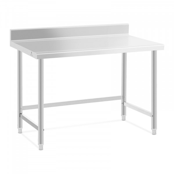 Stainless Steel Work Table - 120 x 70 cm - upstand - 93 kg bearing capacity - Royal Catering