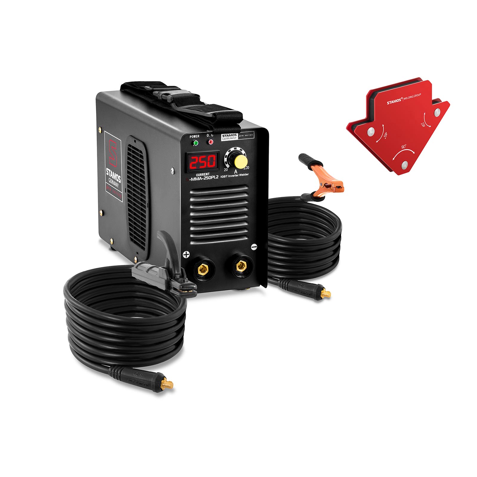 Set: Electrode Welding Machine with 2 Magnetic Welding Holders - 250 A - 8 m cable - hot start