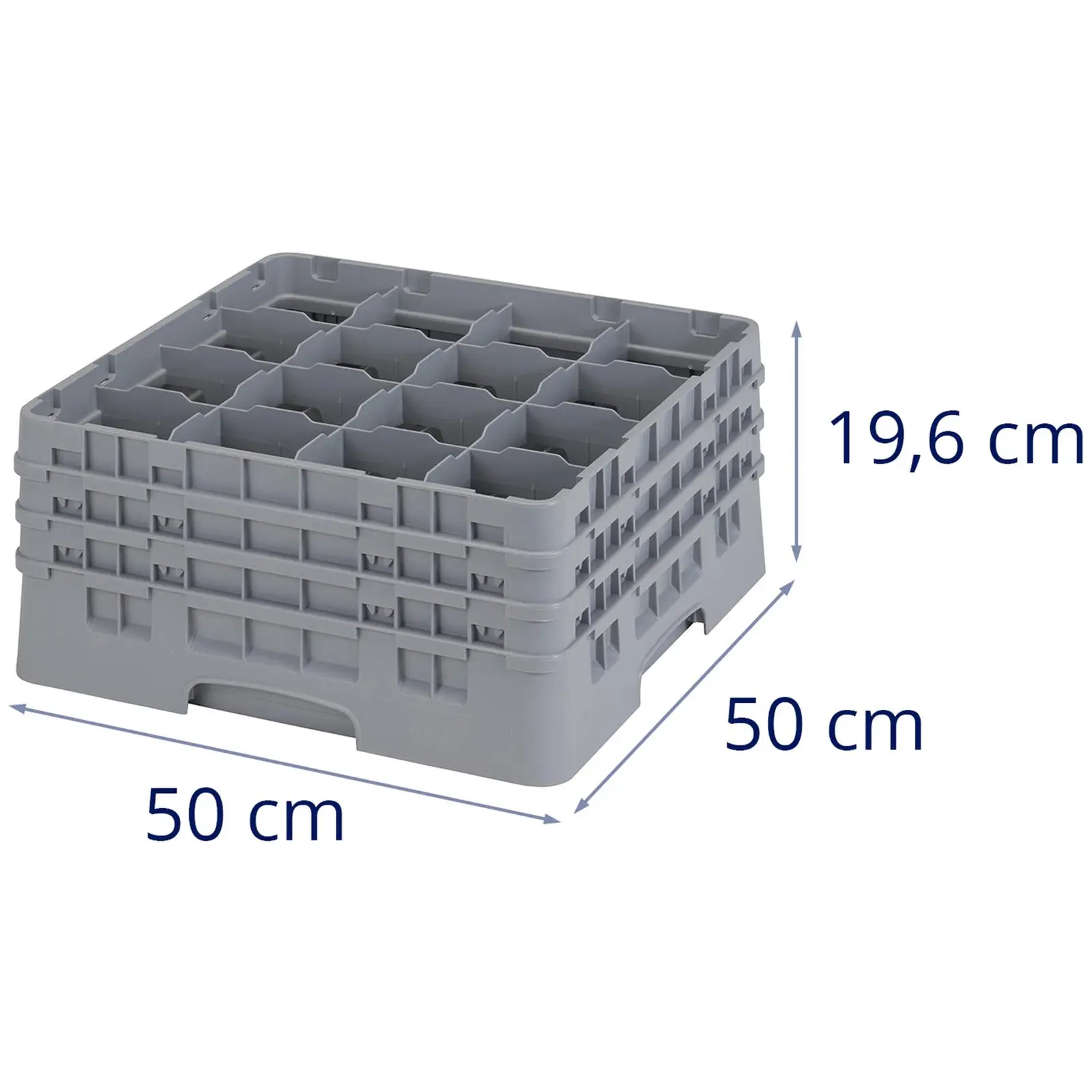 Glass Rack - 16 compartments - 50 x 50 x 22,5 cm - glass height: 19,6 cm