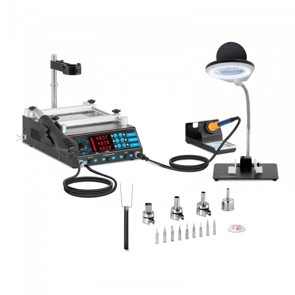 Set Soldering Station with Pre-Heating plate and 2 Clamps + Accessoires
