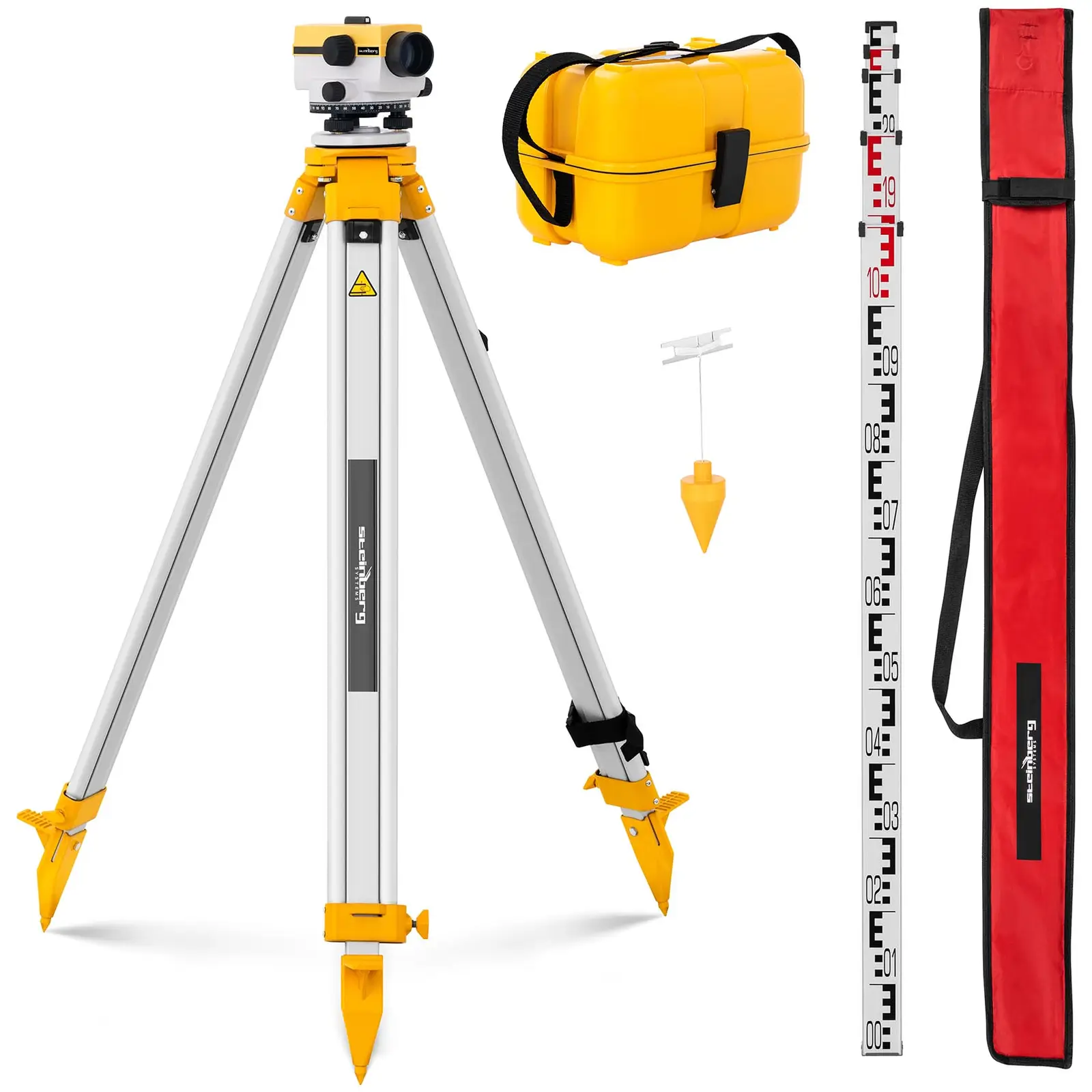 Automatic Level - with tripod and level staff - 32x magnification - 40 mm lens - deviation 1 mm - air damped compensator