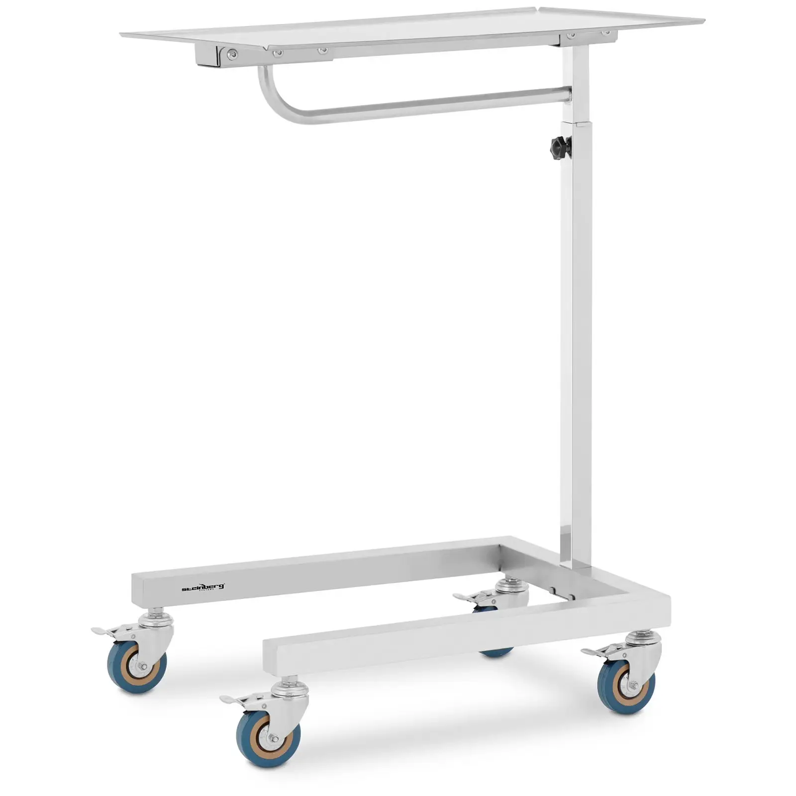 Instrument Trolley - 3 wheels - 60 x 40 mm - height adjustable - stainless steel / rubber