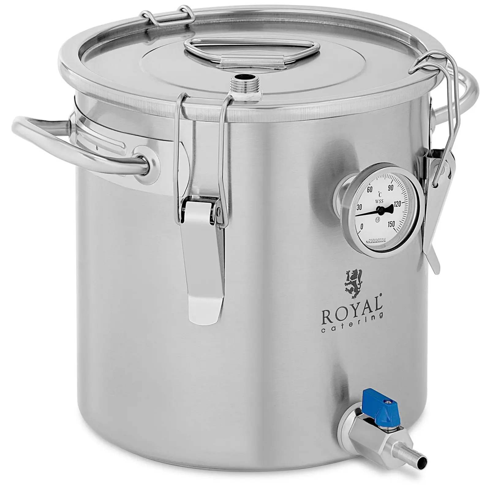 Mash kettle - for beer and wine - 10 L - 0 - 150 °C - stainless steel - double drain