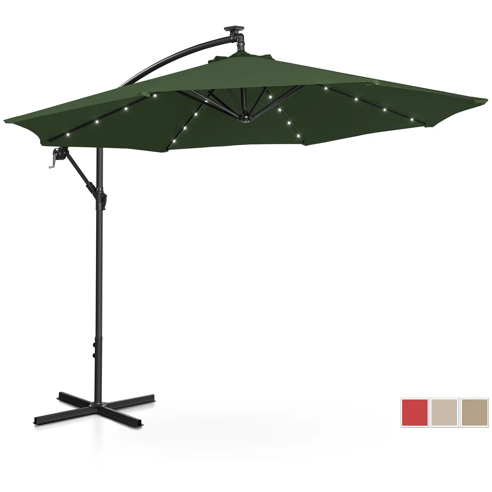 Garden Umbrella - with lights - green - round - Ø 300 cm - tiltable